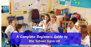 children learning BSL school signs